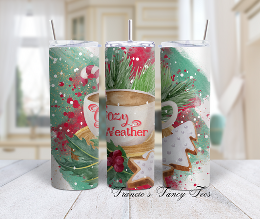 Cozy Weather Tumbler/Christmas Tumbler/20oz Tumbler/Sublimation Tumbler/￼Christmas Theme/Coffee Lover Tumbler
