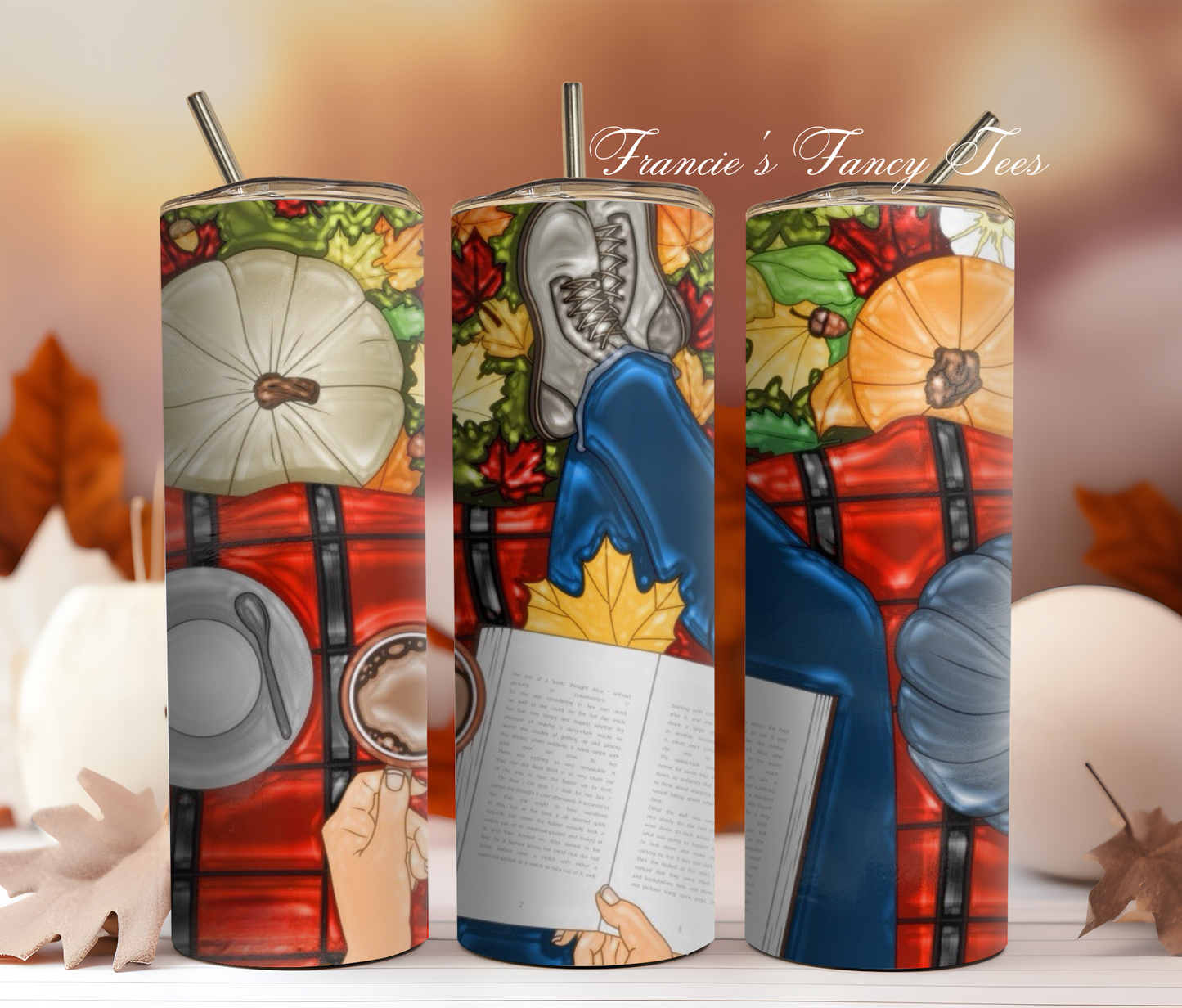 Fall Book 3D Puff Tumbler/3D Puff Tumbler/Fall Tumbler/Book Tumbler/Coffee Lovers/Pumpkin Tumbler/20oz Tumbler/Sublimation Tumbler￼/Autumn Tumbler
