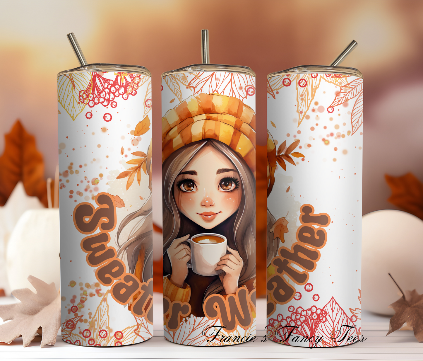 Sweater Weather Fall Tumbler/Fall Tumbler/20oz Tumbler/Sublimation Tumbler/Autumn Tumbler￼