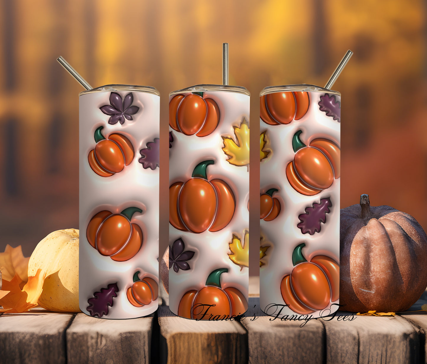 Pumpkin 3D Puff Tumbler/Autumn Tumbler/3D Puff Tumbler/Fall Tumbler/Sublimation Tumbler/20oz Tumbler￼