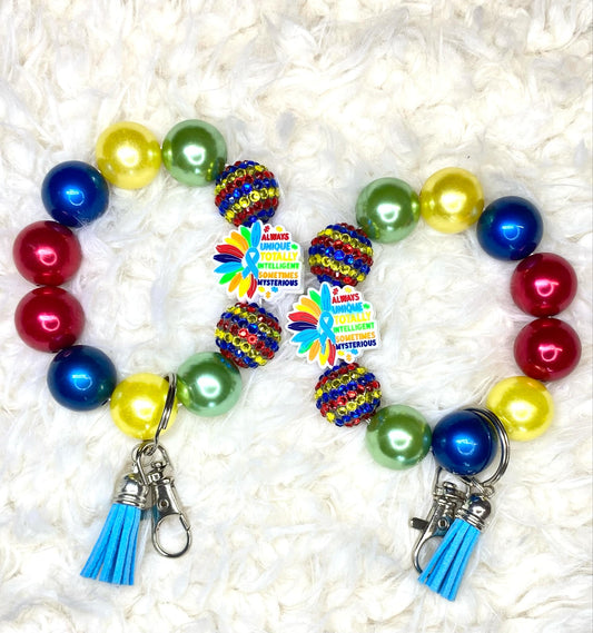 Always Unique Totally Intelligent Sometimes Mysterious Acrylic Keychain/Autism Keychain/Homemade Accessories/Acrylic Bead Wristlet Keychain/Best Gift