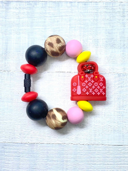 Red Purse/Fancy Purse for Cup Charm/ Charms/ Handle Accessory/ Accessory for Cups/Silicone Beads