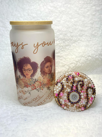 God say's you are Frosted Glass Cup/16oz Libby Glass/Christian Frosted Cup/Christian/Sublimation Frosted Cup