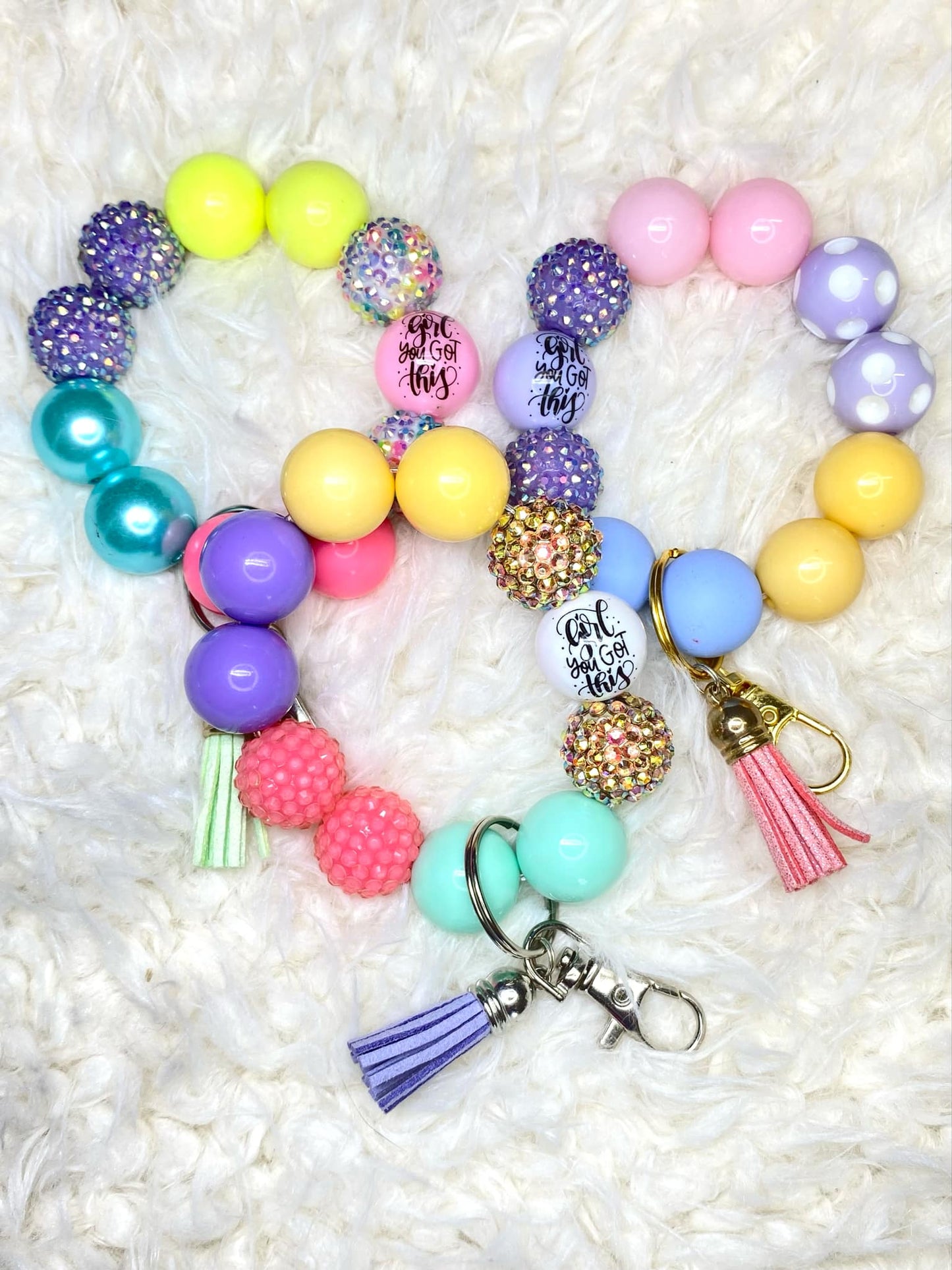 Girl You Got This Acrylic Keychain/Inspiring Keychain/Handmade Accessories/Acrylic Bead Wristlet Keychain/Best Friend Gift/Gifts for Her