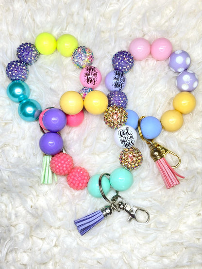Girl You Got This Acrylic Keychain/Inspiring Keychain/Handmade Accessories/Acrylic Bead Wristlet Keychain/Best Friend Gift/Gifts for Her