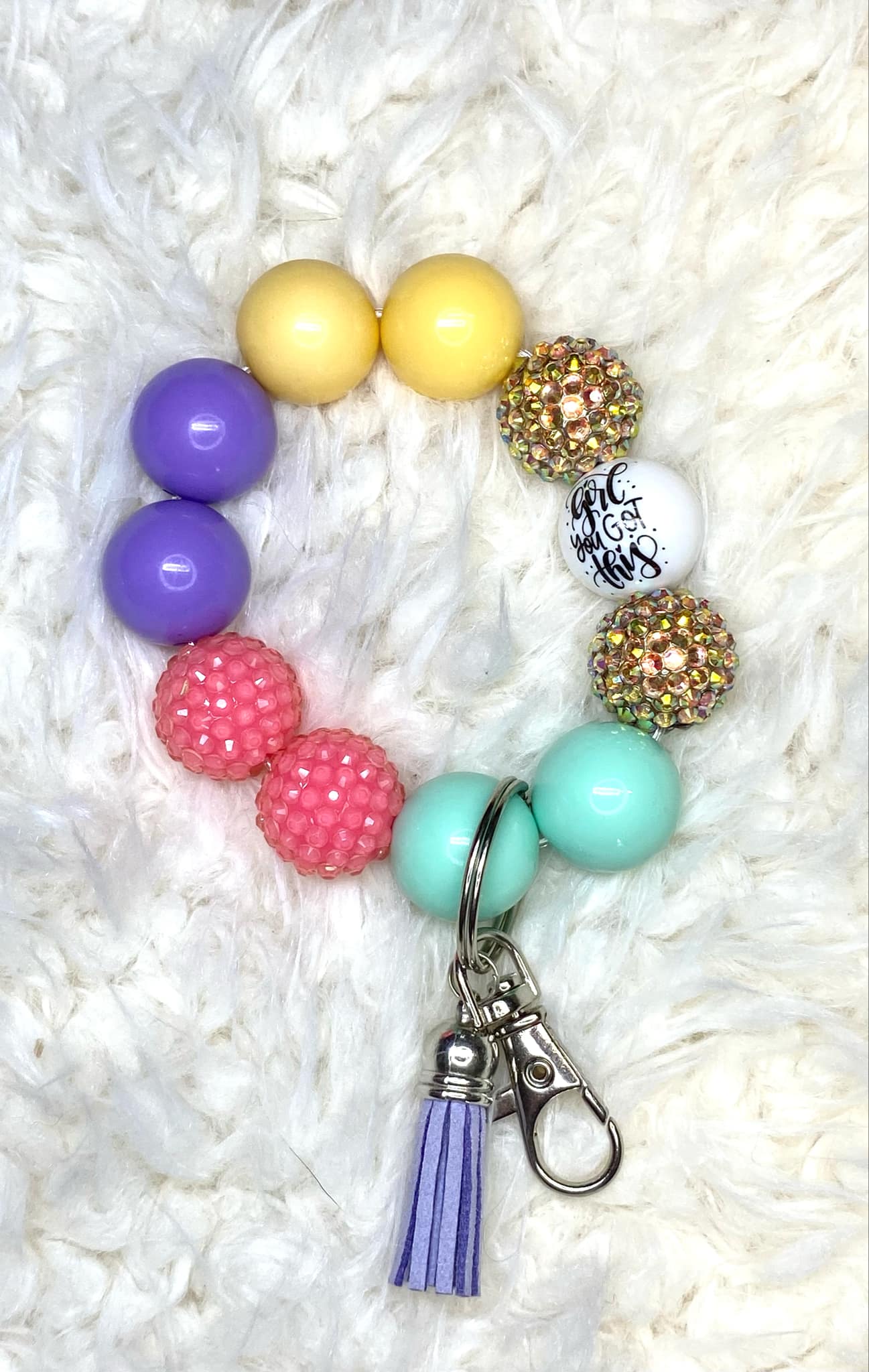 Girl You Got This Acrylic Keychain/Inspiring Keychain/Handmade Accessories/Acrylic Bead Wristlet Keychain/Best Friend Gift/Gifts for Her