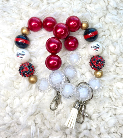 Mom Firefighter Acrylic Keychain/Firefighter Mom/Handmade Accessories/Acrylic Beaded Wristlet Keychain/Best Gift/Purse Charm