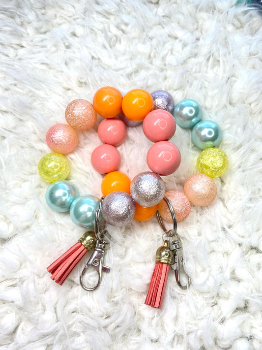 Spring Color Keychain/Keychain/Handmade/Acrylic Beaded Wristlet Keychain/Best Friend Gift