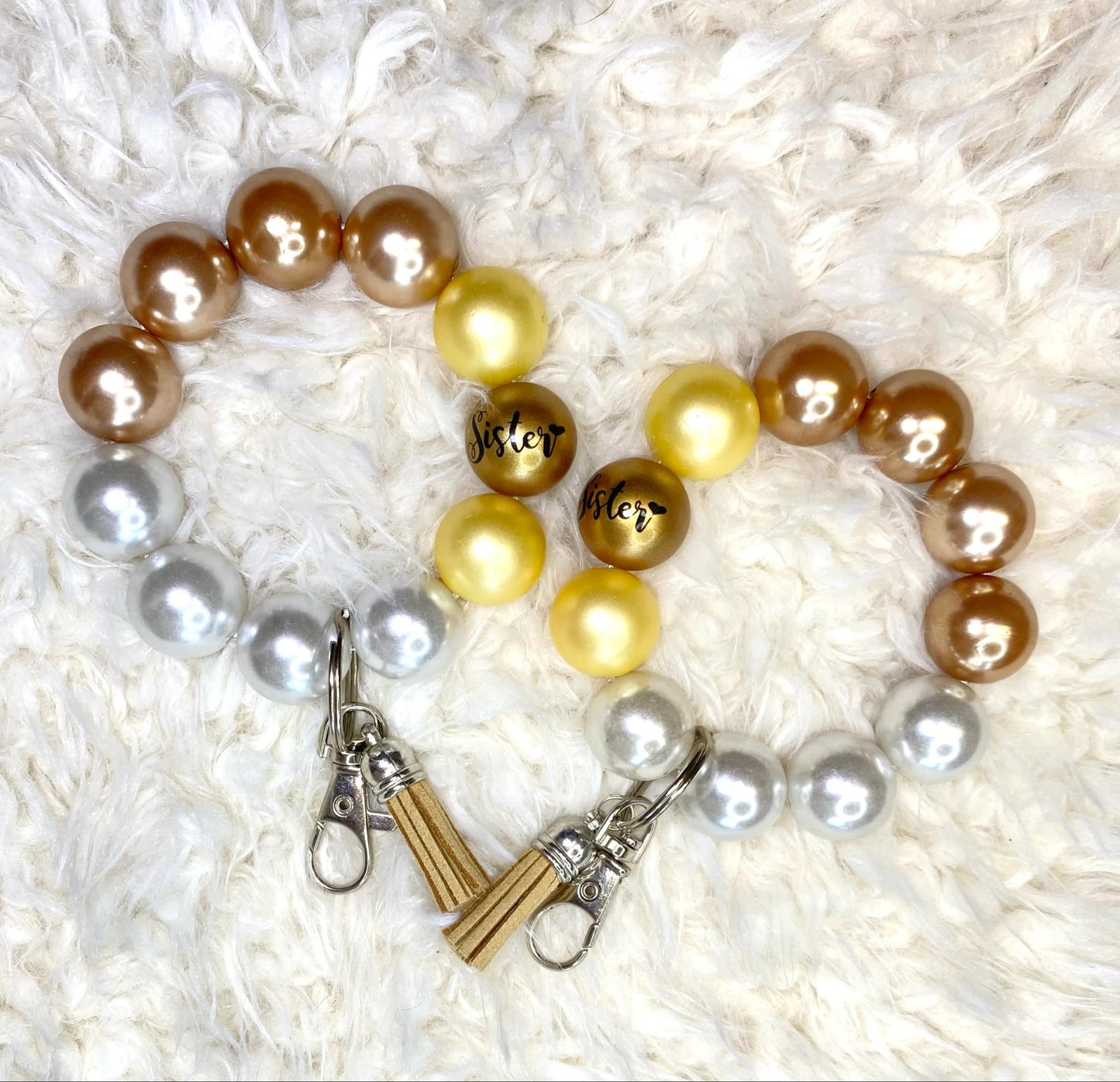 Sister Acrylic Beaded Keychain/Best Sister Ever/ Handmade Accessories/Acrylic Bead Wristlet Keychain/Best Gift