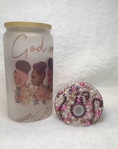 God say's you are Frosted Glass Cup/16oz Libby Glass/Christian Frosted Cup/Christian/Sublimation Frosted Cup