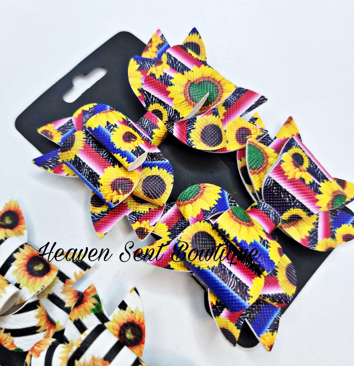 Hair Bows, Sunflower Bows, Toddler Hair Bow, Baby Headband, Vinyl Hair Bow