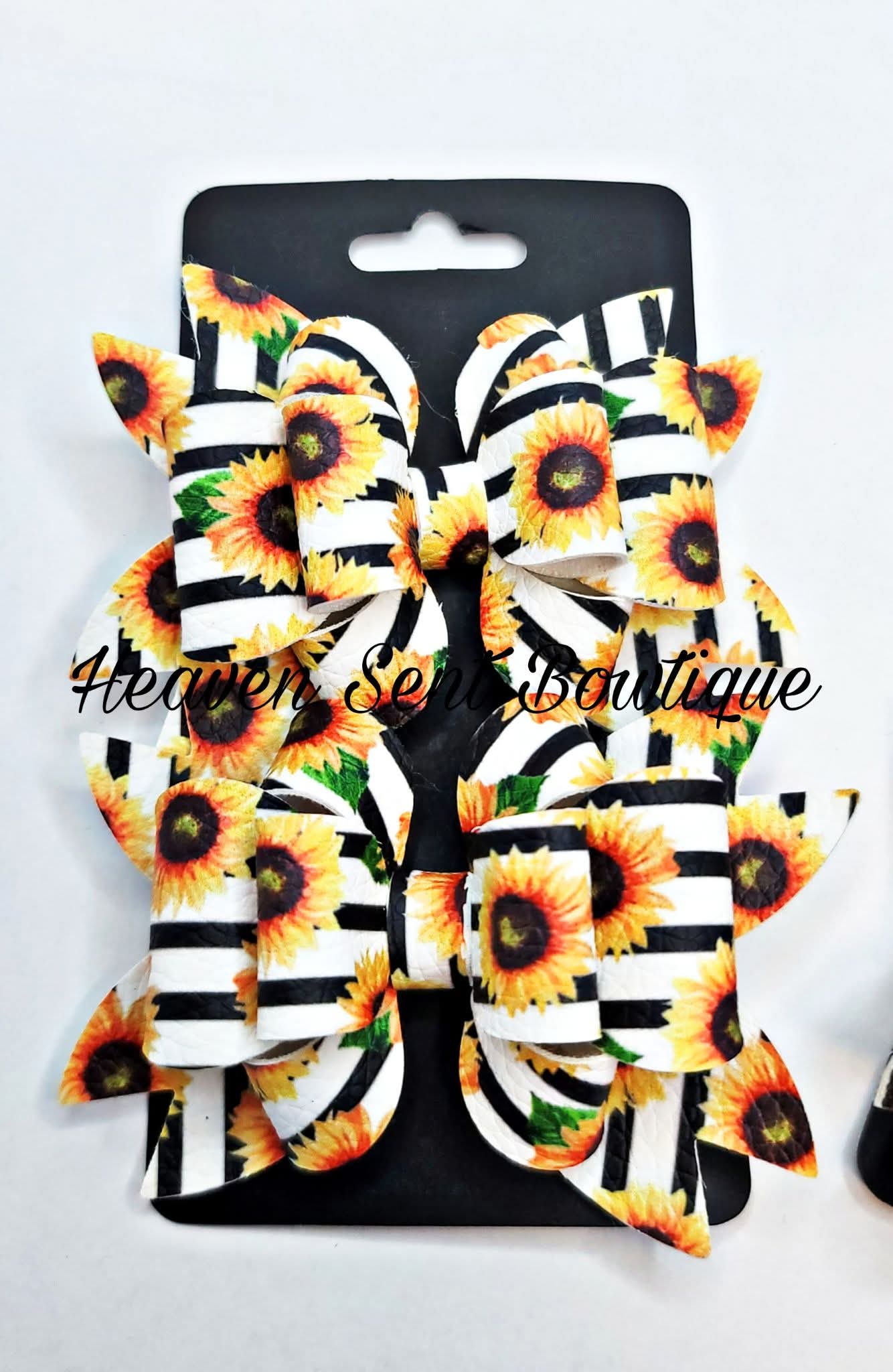 Hair Bows, Sunflower Bows, Toddler Hair Bow, Baby Headband, Vinyl Hair Bow