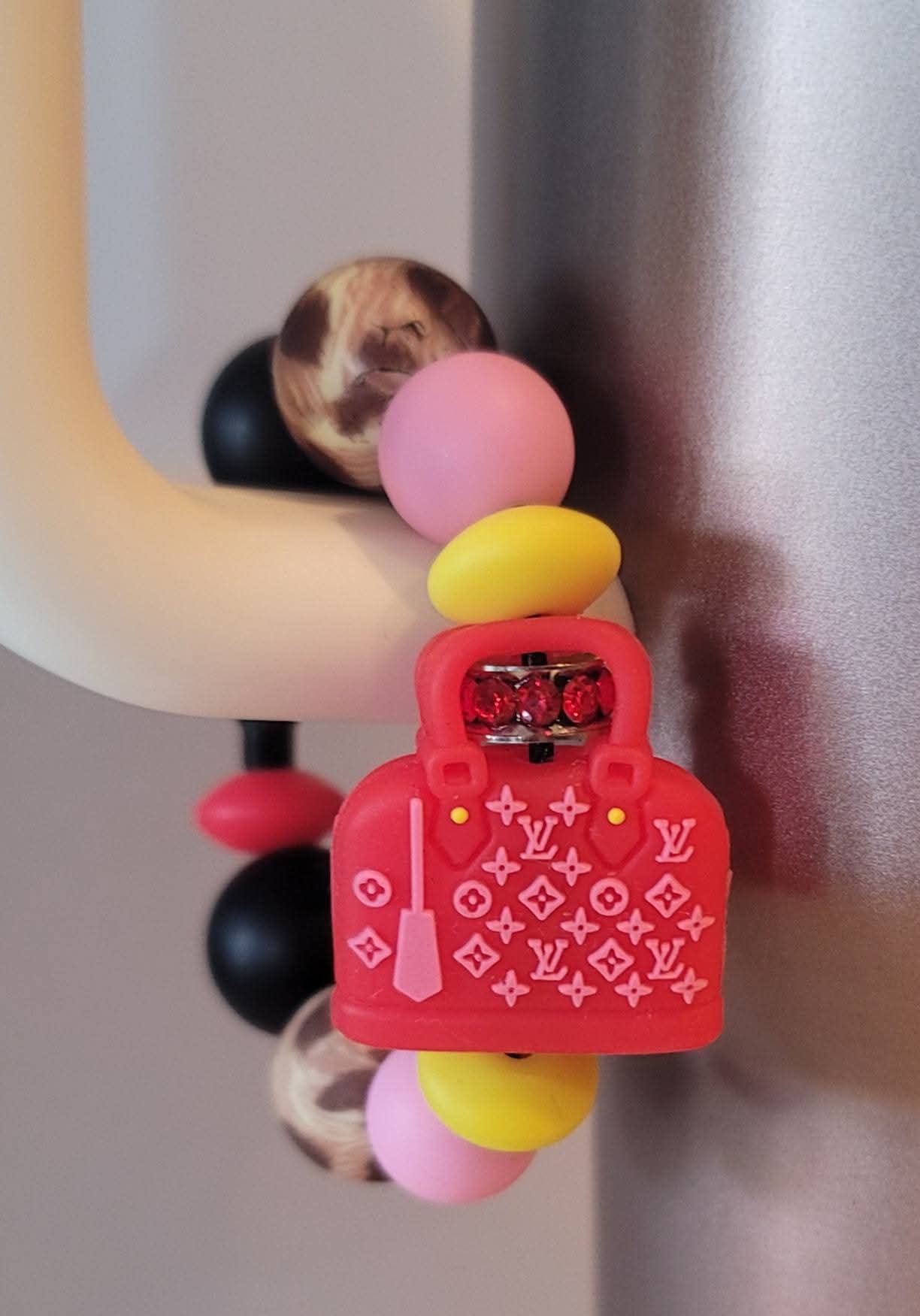 Red Purse/Fancy Purse for Cup Charm/ Charms/ Handle Accessory/ Accessory for Cups/Silicone Beads